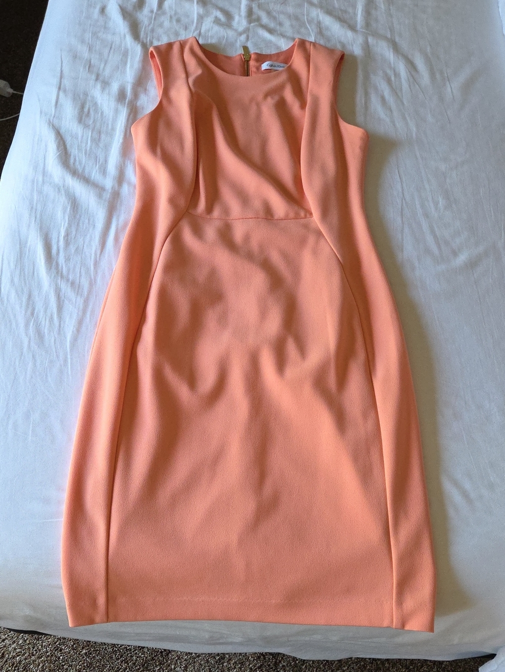 Calvin Klein Coral-Peach Sleeveless Sheath Dress